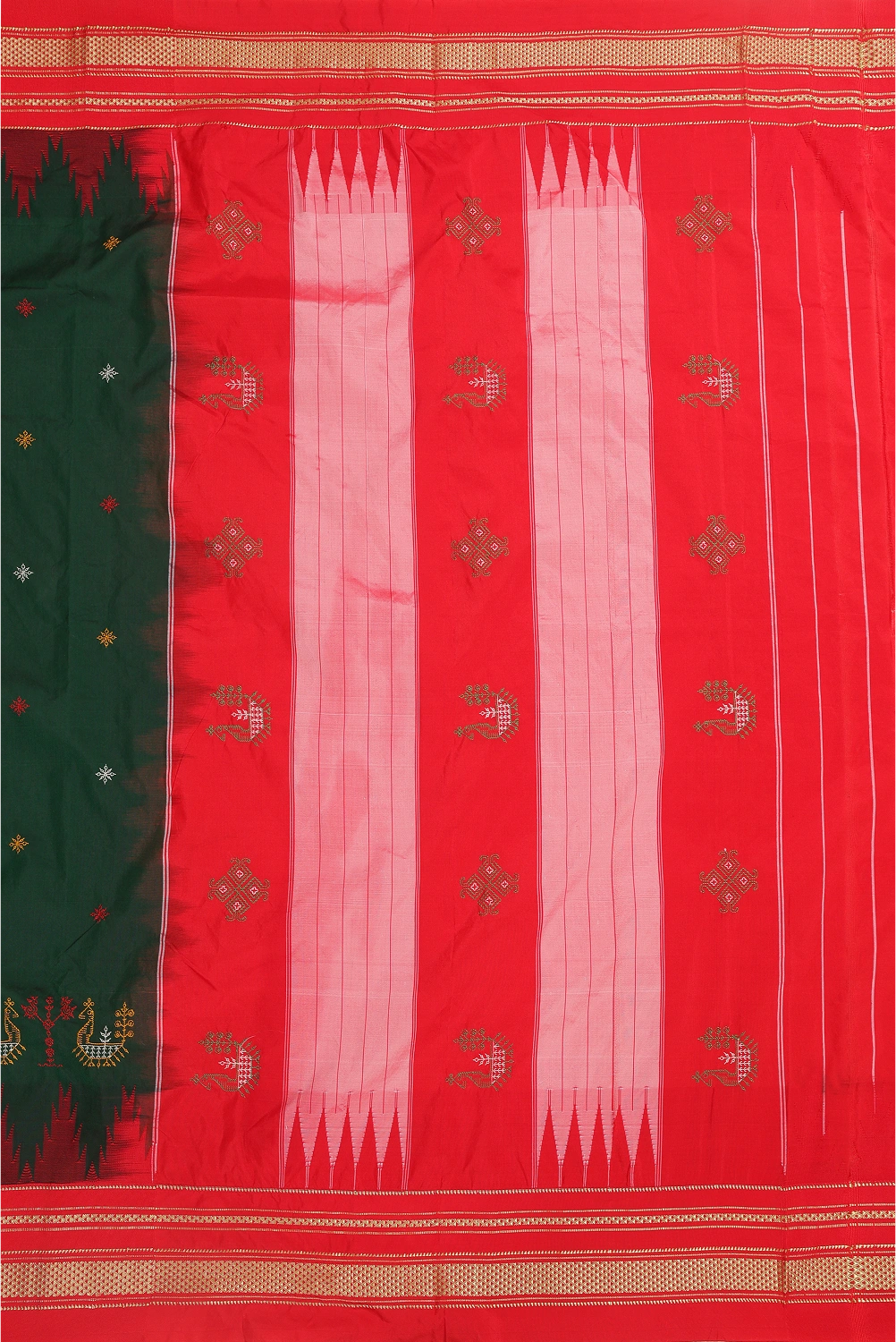 Green Ilkal Saree with Tope Teni Pallu & Kasuti Embroidery – in Cotton Silk