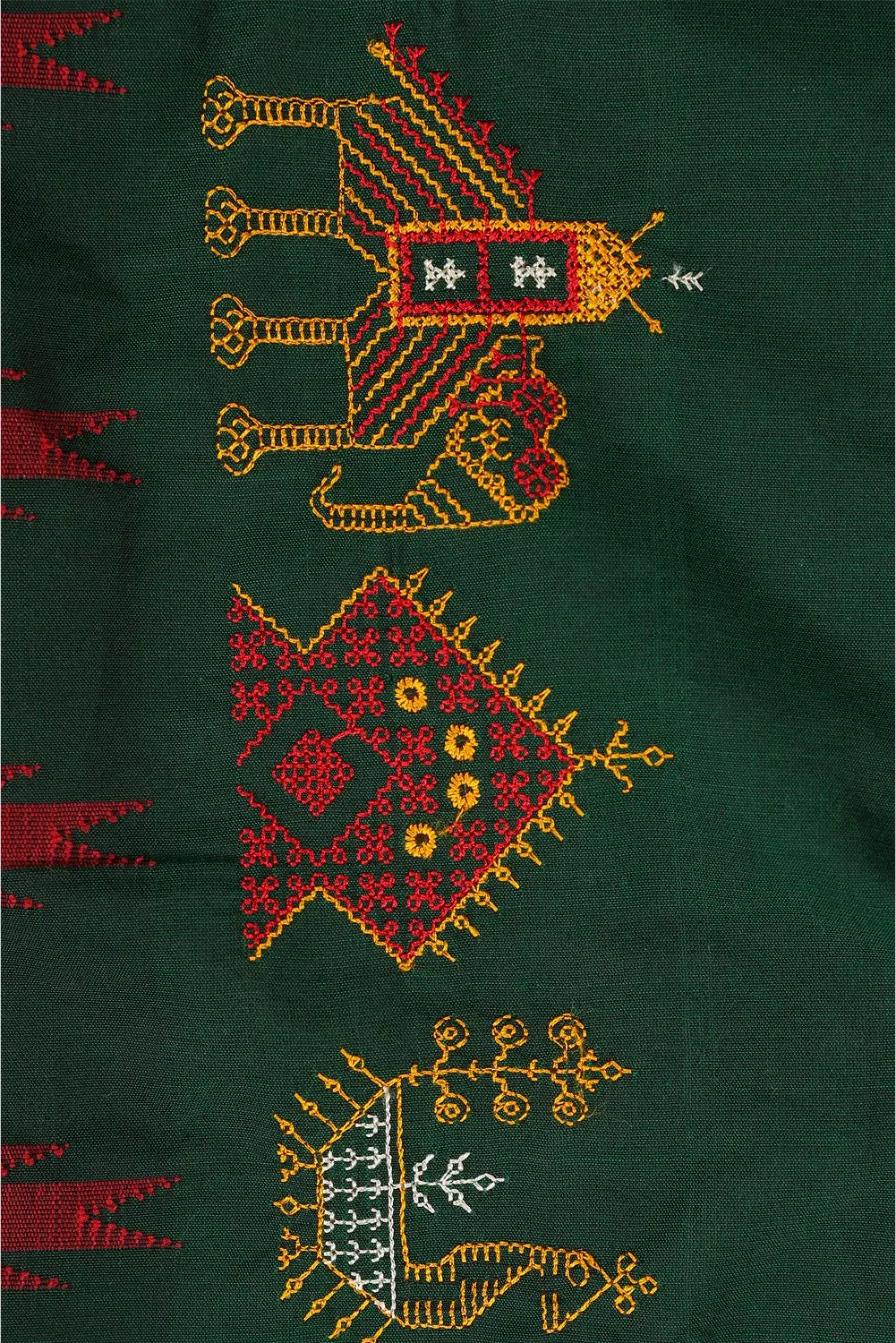 Green Ilkal Saree with Tope Teni Pallu & Kasuti Embroidery – in Cotton Silk