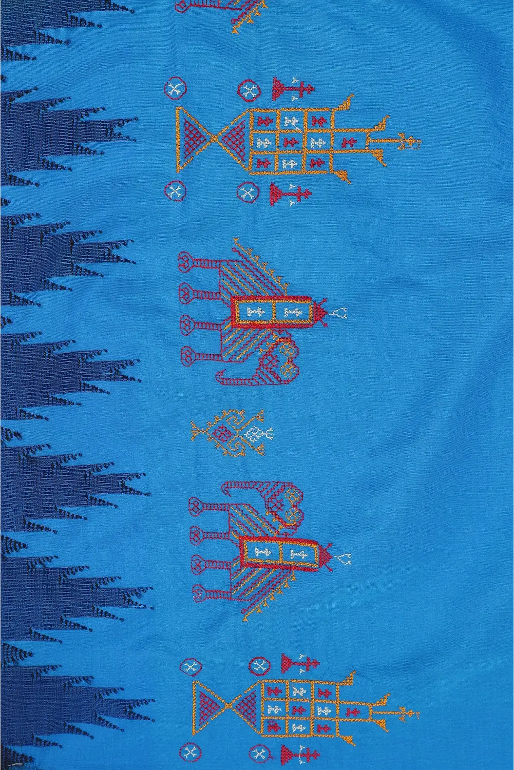 Blue Ilkal Saree with Tope Teni Pallu & Kasuti Embroidery – in Cotton Silk