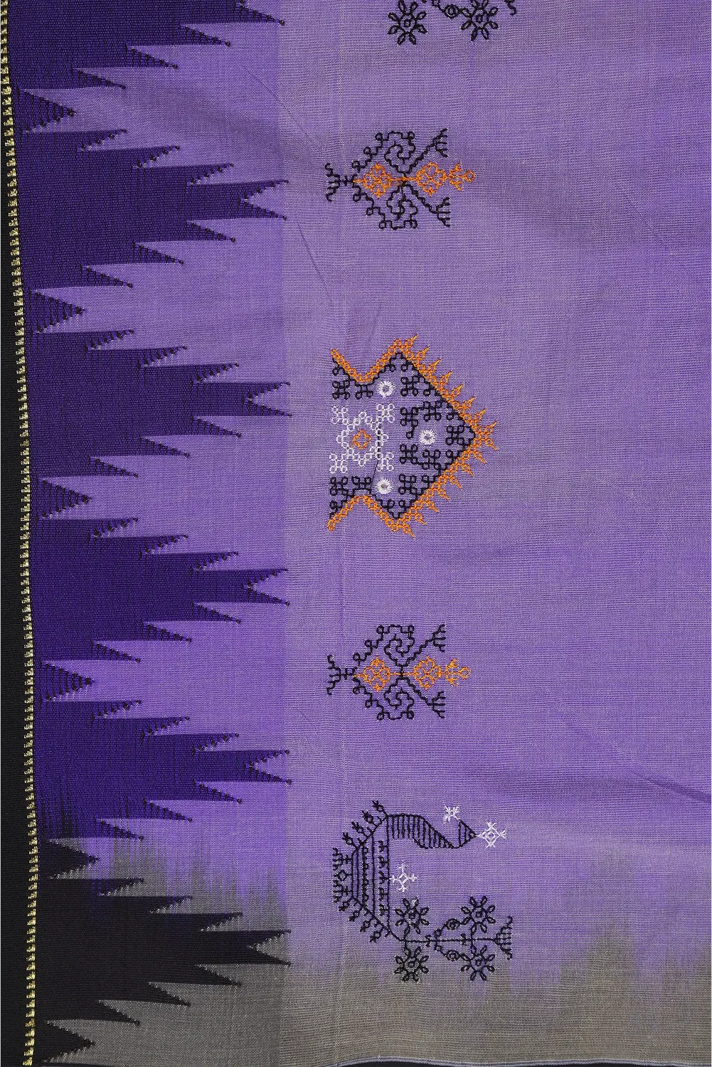 Purple Ilkal Saree with Tope Teni Pallu & Kasuti Embroidery – in Cotton Silk