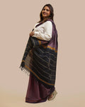 Deep Plum & Black Udupi Cotton Saree
