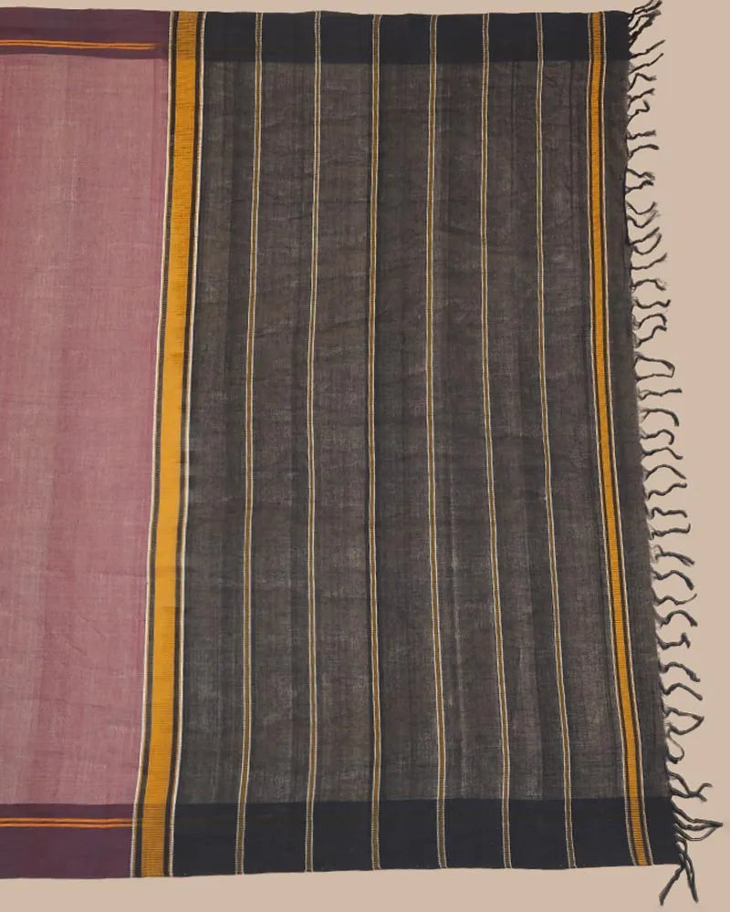 Deep Plum & Black Udupi Cotton Saree