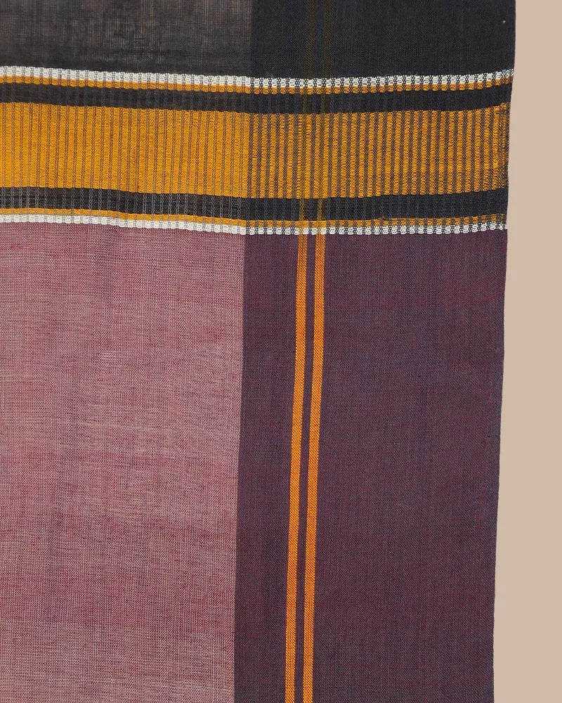 Deep Plum & Black Udupi Cotton Saree