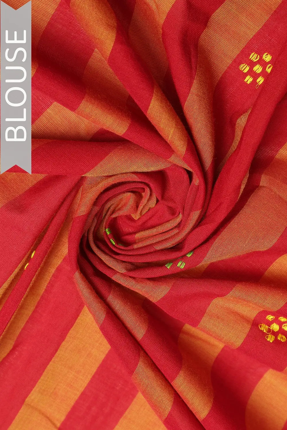 Sunset Stripes – Red & Orange Gollabhama Cotton Saree