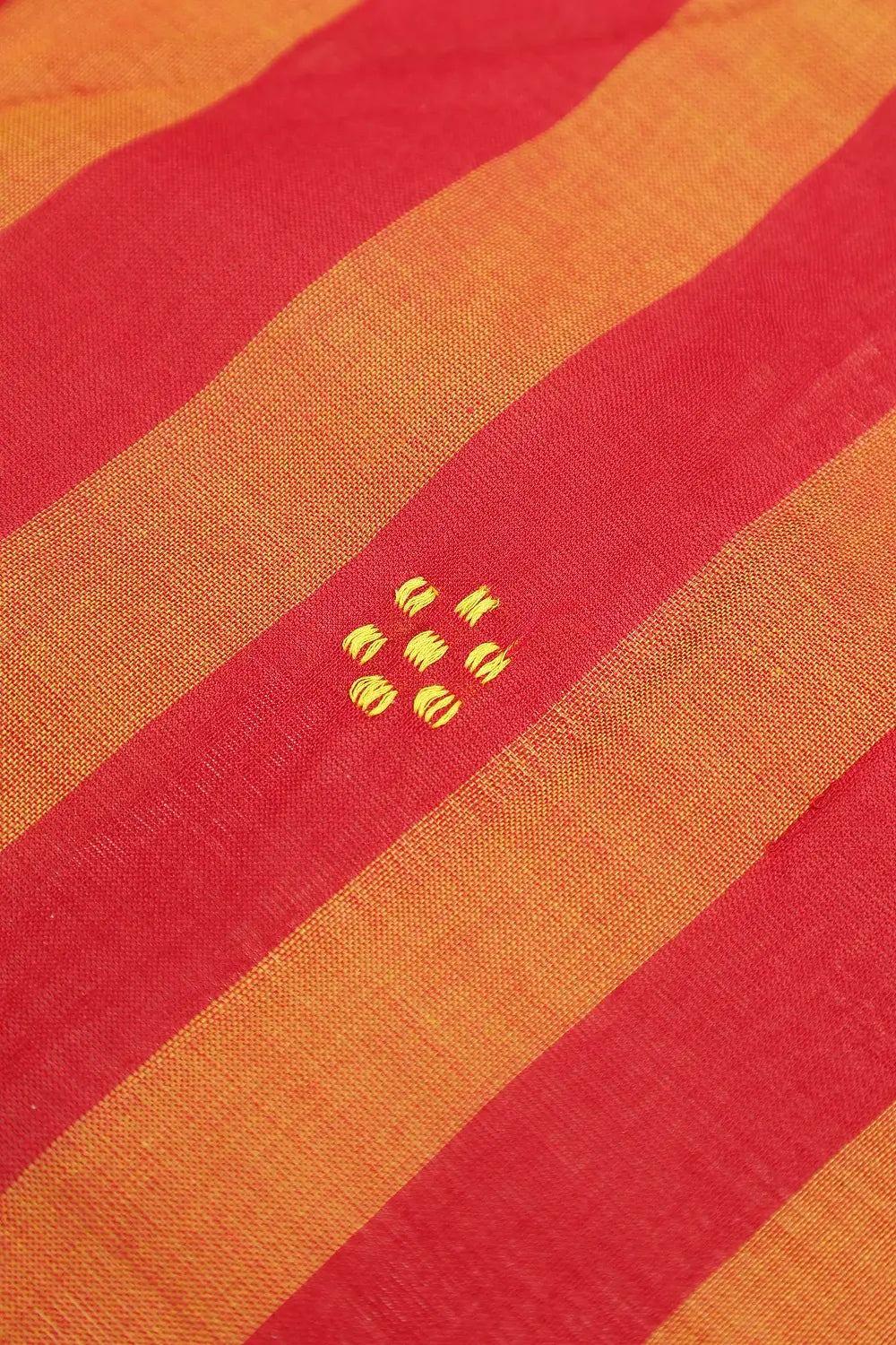 Sunset Stripes – Red & Orange Gollabhama Cotton Saree
