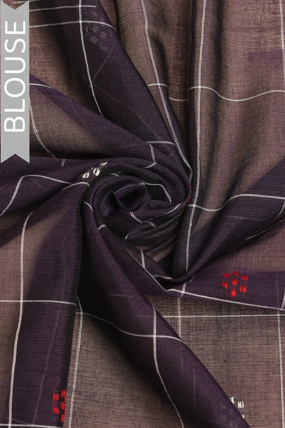 Midnight Aura – White Check, Red & Black Gollabhama Cotton Saree