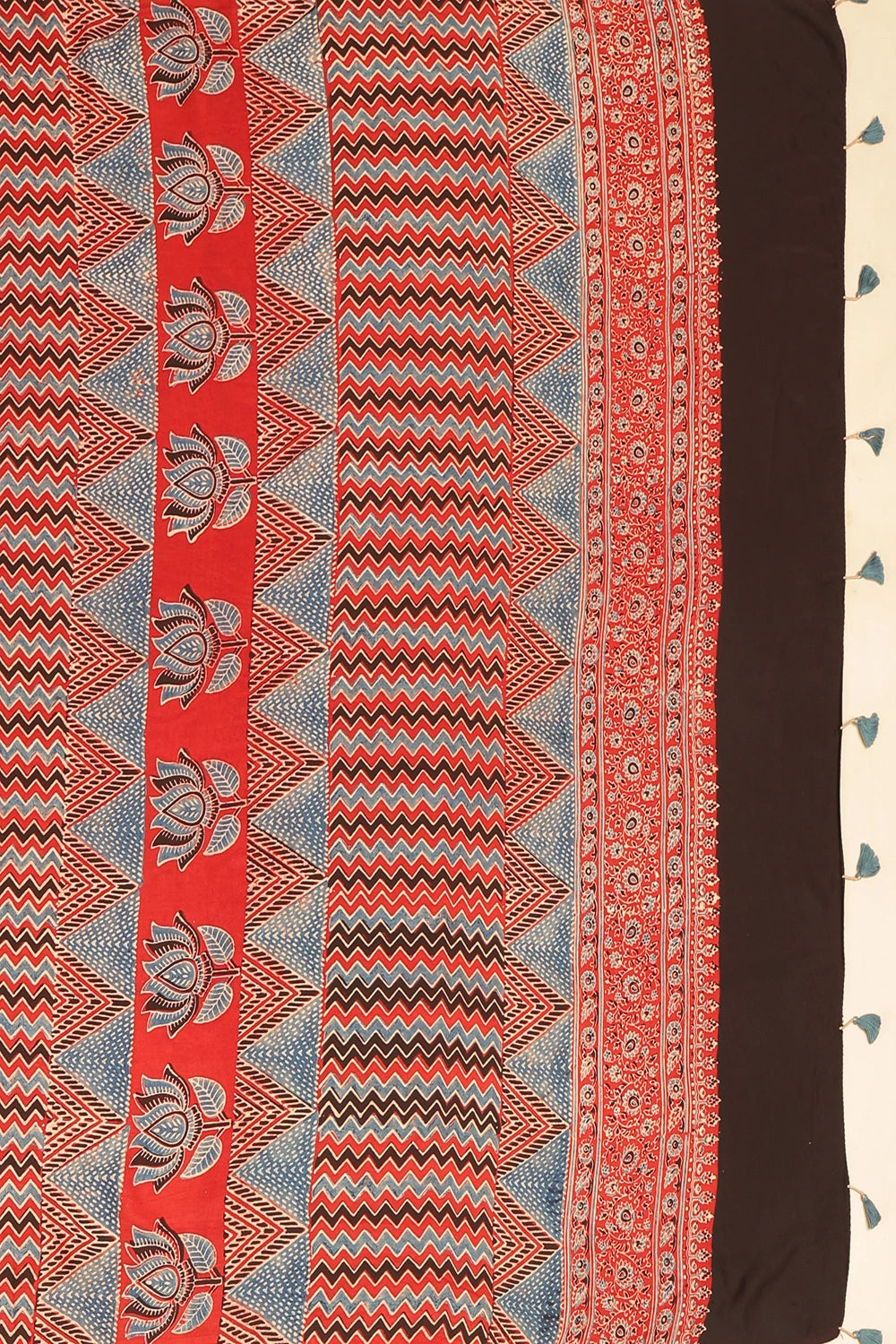 Red Harmony – Ajrakh Block Printed Modal Silk Saree