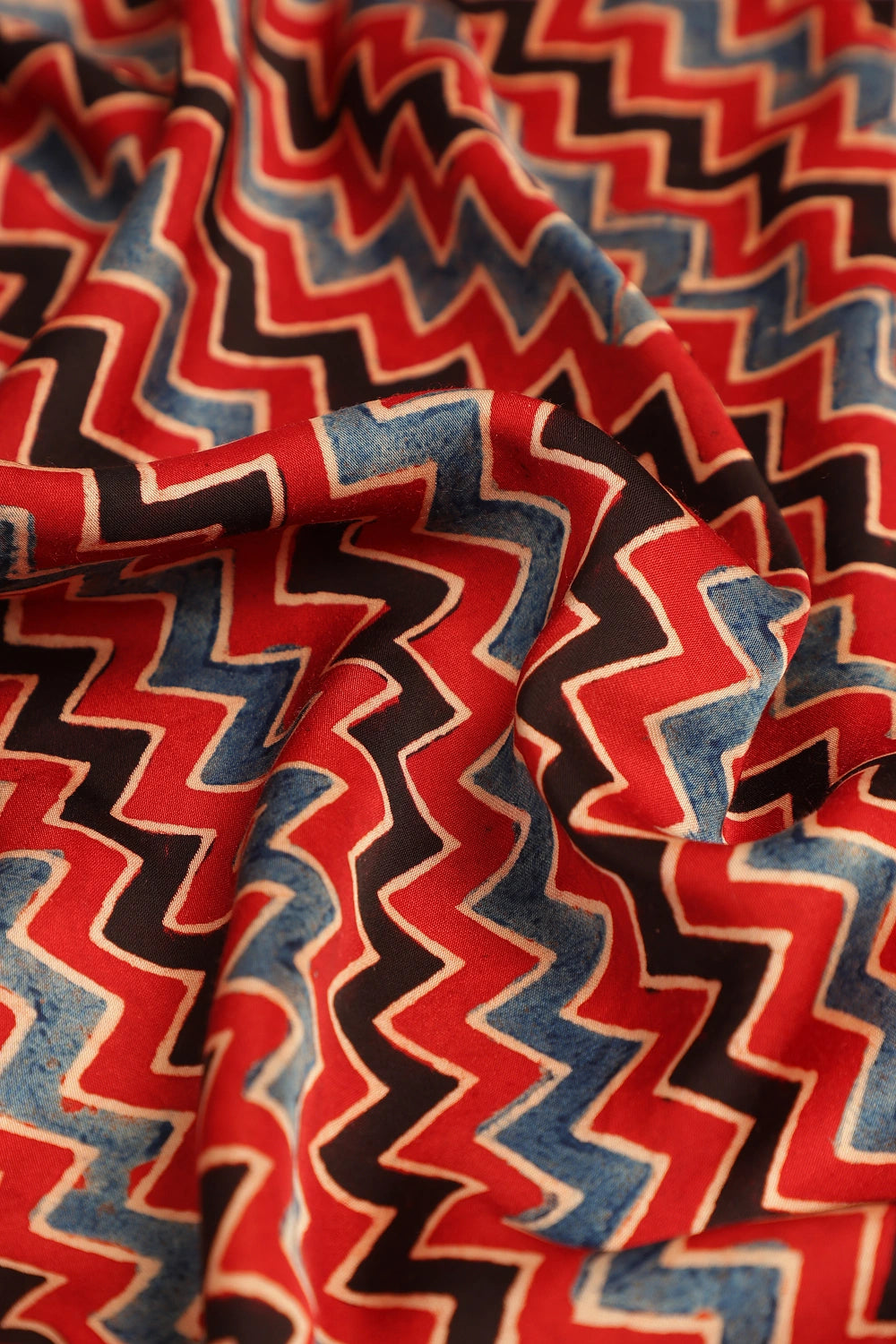 Red Harmony – Ajrakh Block Printed Modal Silk Saree