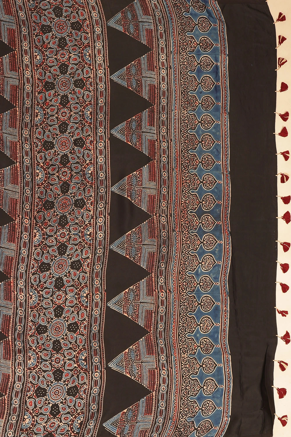 Black Harmony – Ajrakh Block Printed Modal Silk Saree