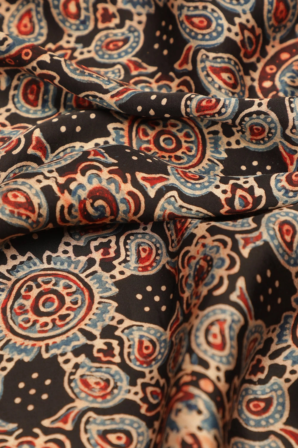 Black Harmony – Ajrakh Block Printed Modal Silk Saree