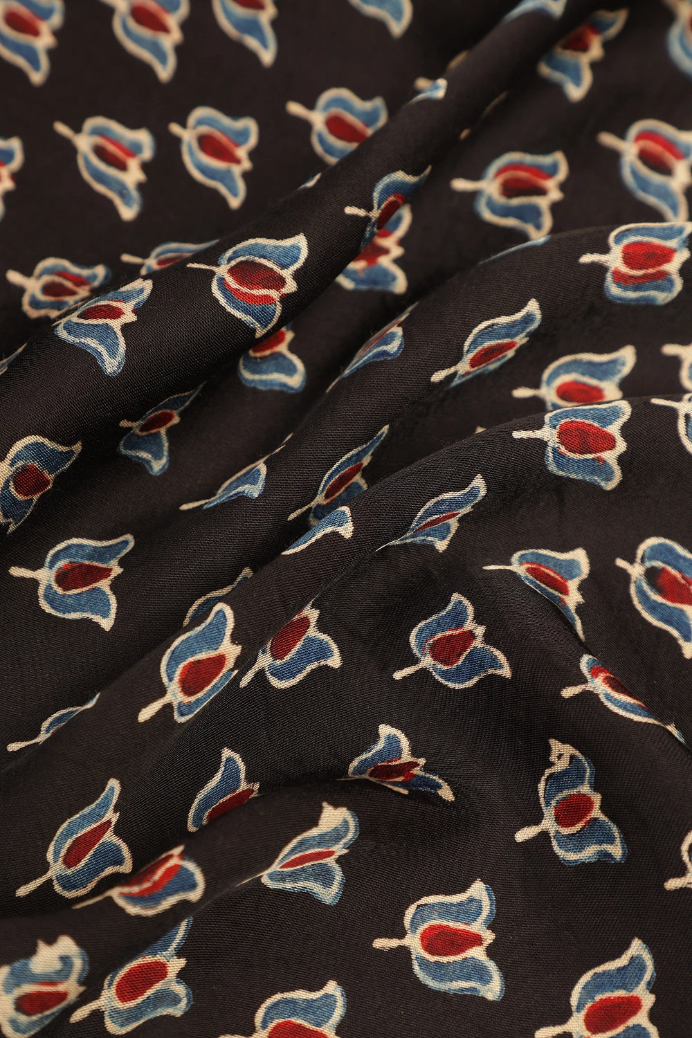 Black Heritage Charm – Classic Ajrakh Block Printed Modal Silk Saree
