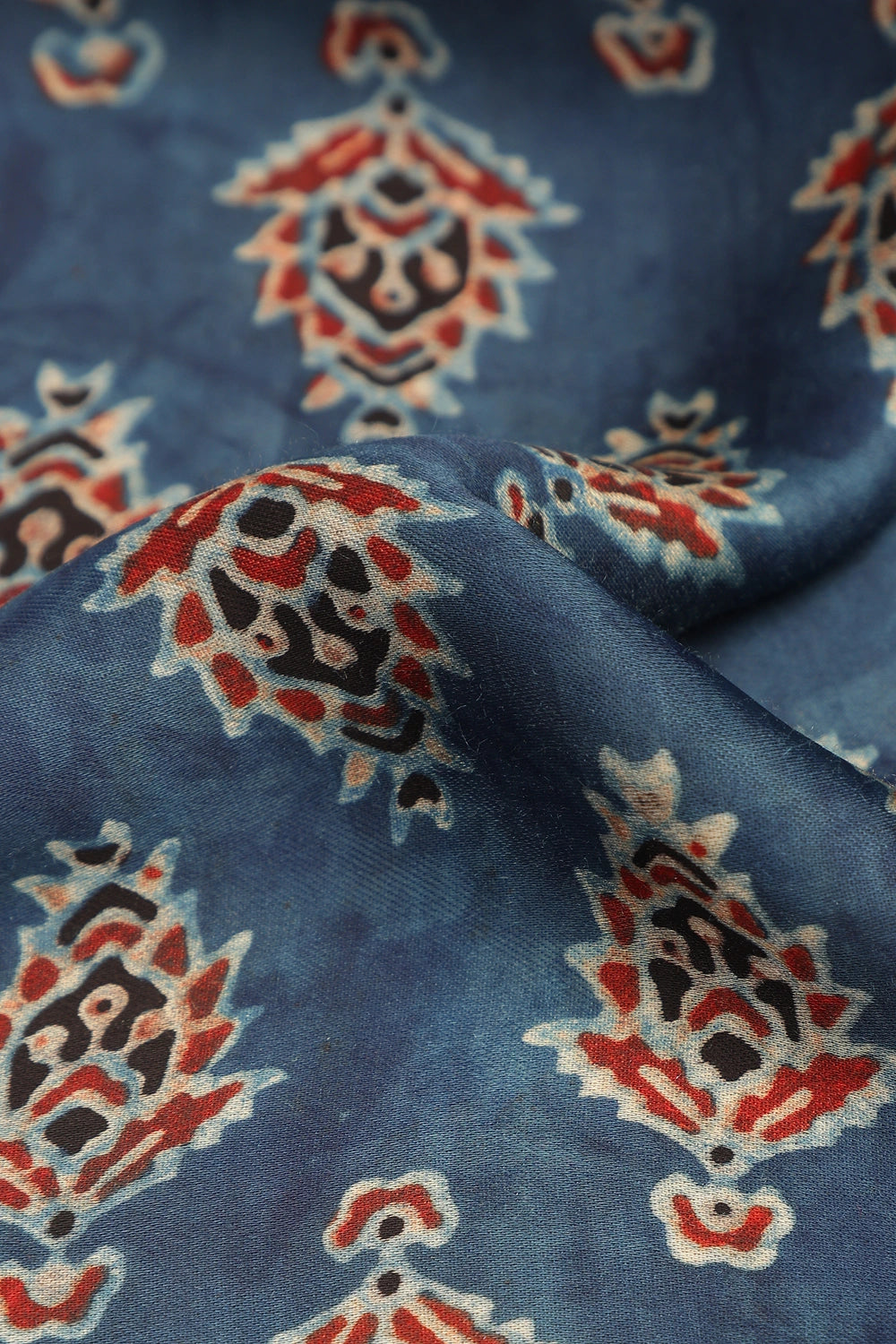 Grey Heritage Charm – Classic Ajrakh Block Printed Modal Silk Saree