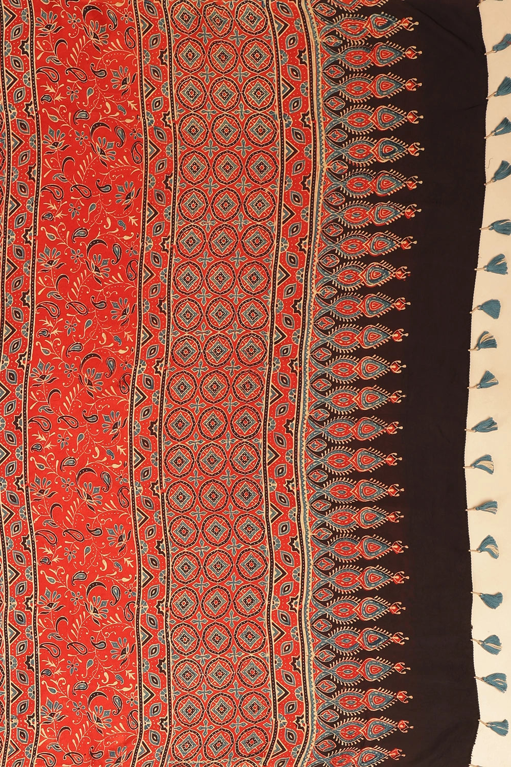 Red Harmony – Ajrakh Block Printed Modal Silk Saree