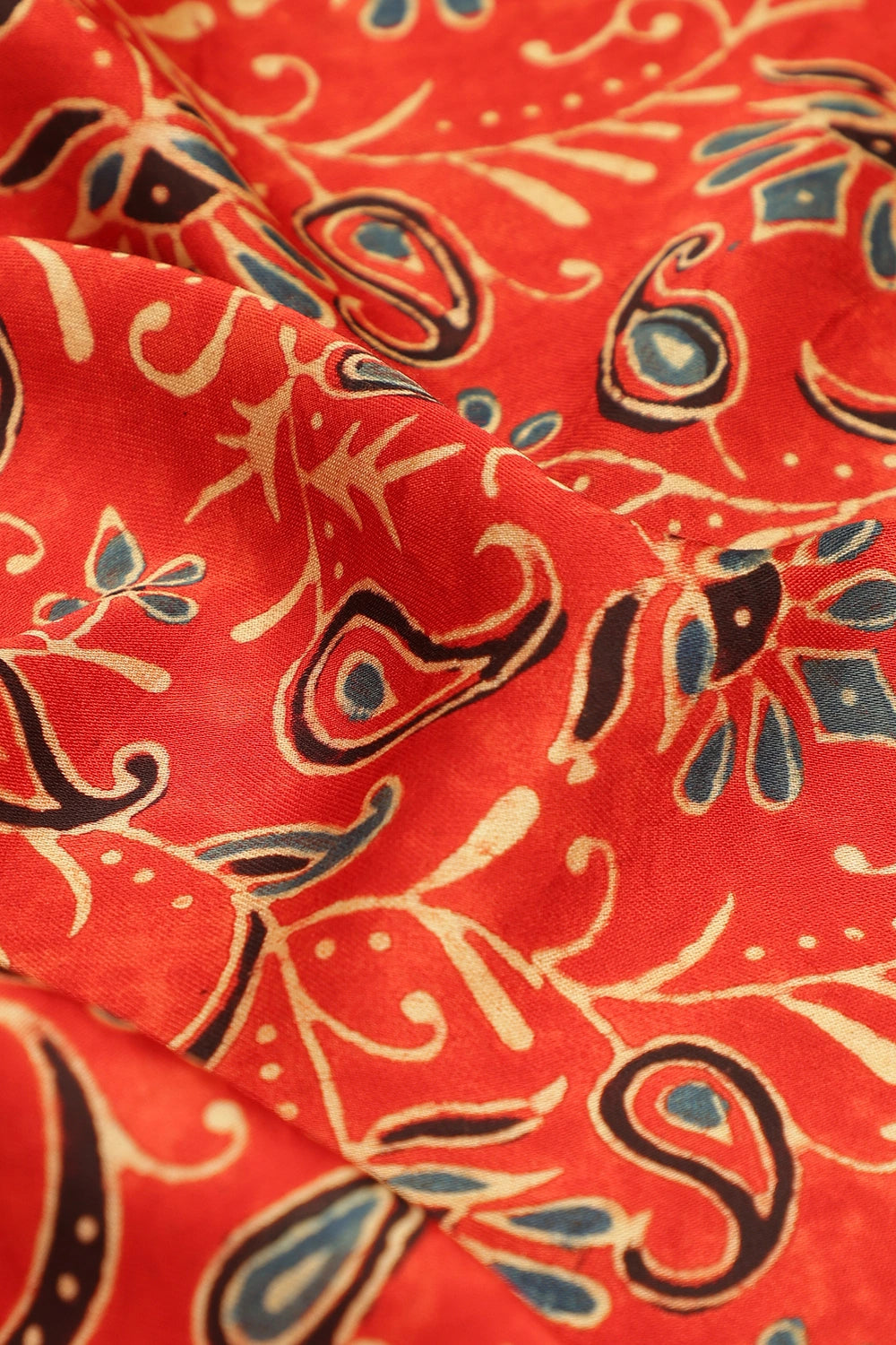 Red Harmony – Ajrakh Block Printed Modal Silk Saree