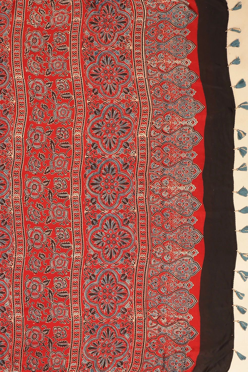 Red Harmony – Ajrakh Block Printed Modal Silk Saree