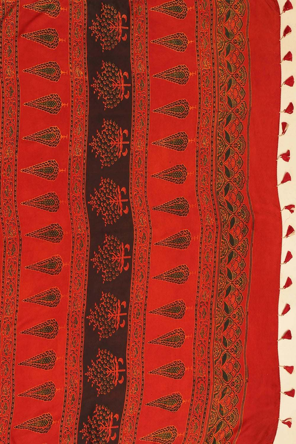 Red Harmony – Ajrakh Block Printed Modal Silk Saree
