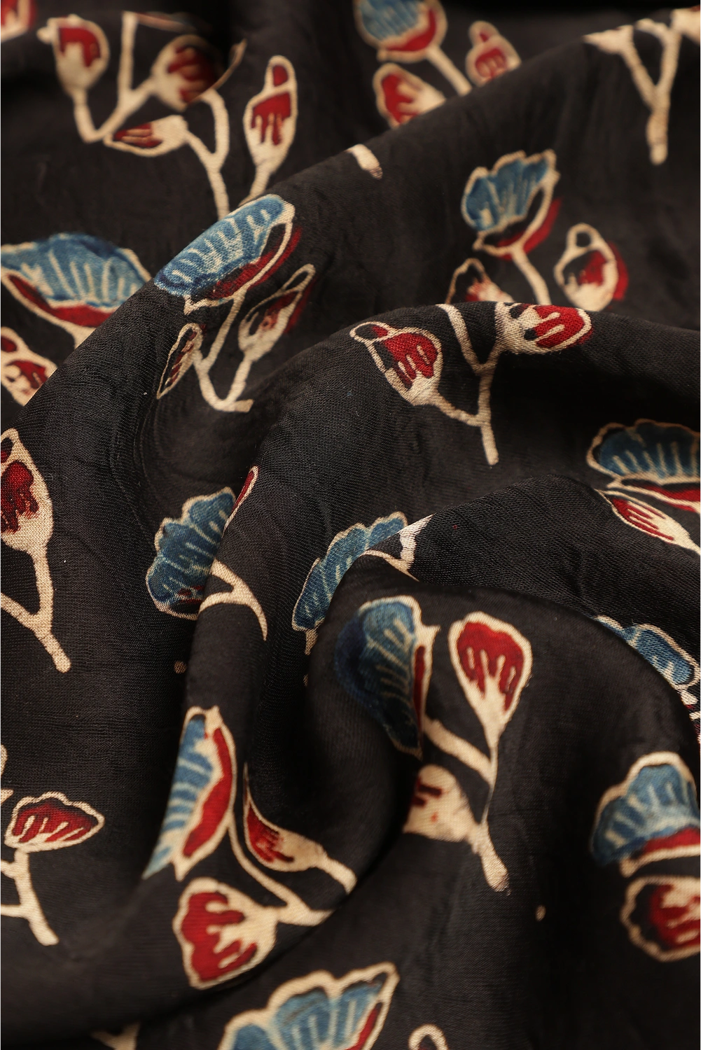 Black Harmony – Ajrakh Block Printed Modal Silk Saree