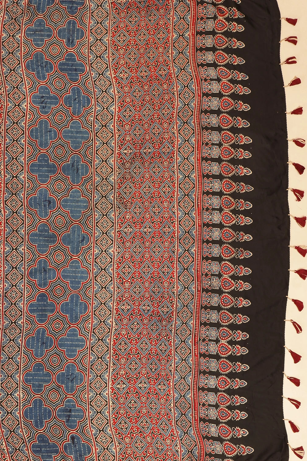Black Harmony – Ajrakh Block Printed Modal Silk Saree
