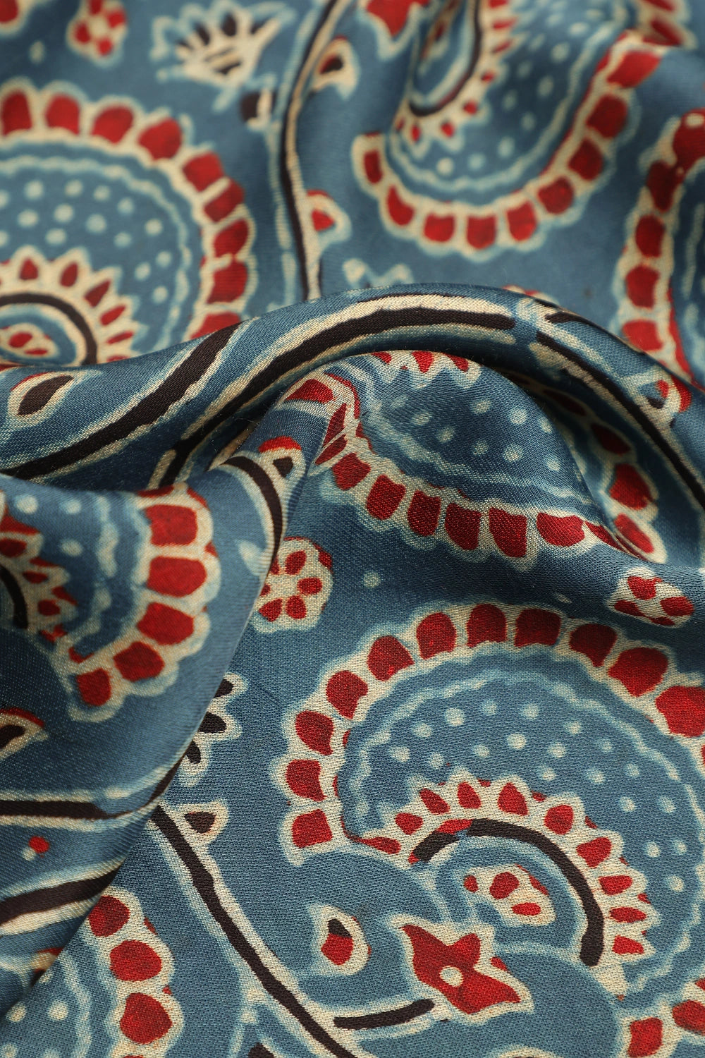 Blue Heritage Charm – Classic Ajrakh Block Printed Modal Silk Saree