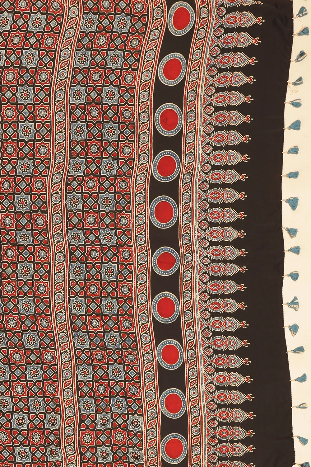 Brown Heritage Charm – Classic Ajrakh Modal Silk Saree with Abstract Marble Pattern