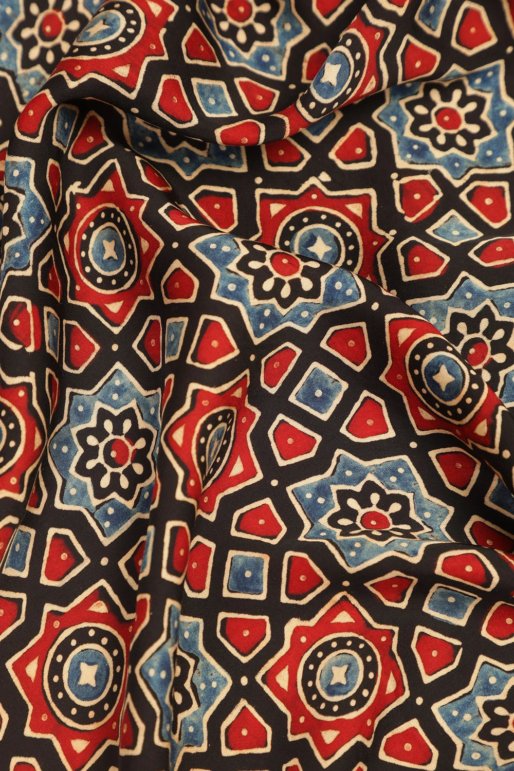 Brown Heritage Charm – Classic Ajrakh Modal Silk Saree with Abstract Marble Pattern