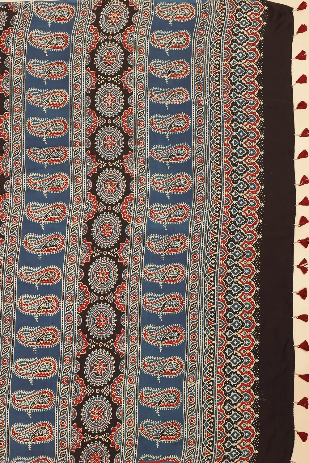 Orange Heritage Charm – Classic Ajrakh Modal Silk Saree with Abstract Marble Pattern