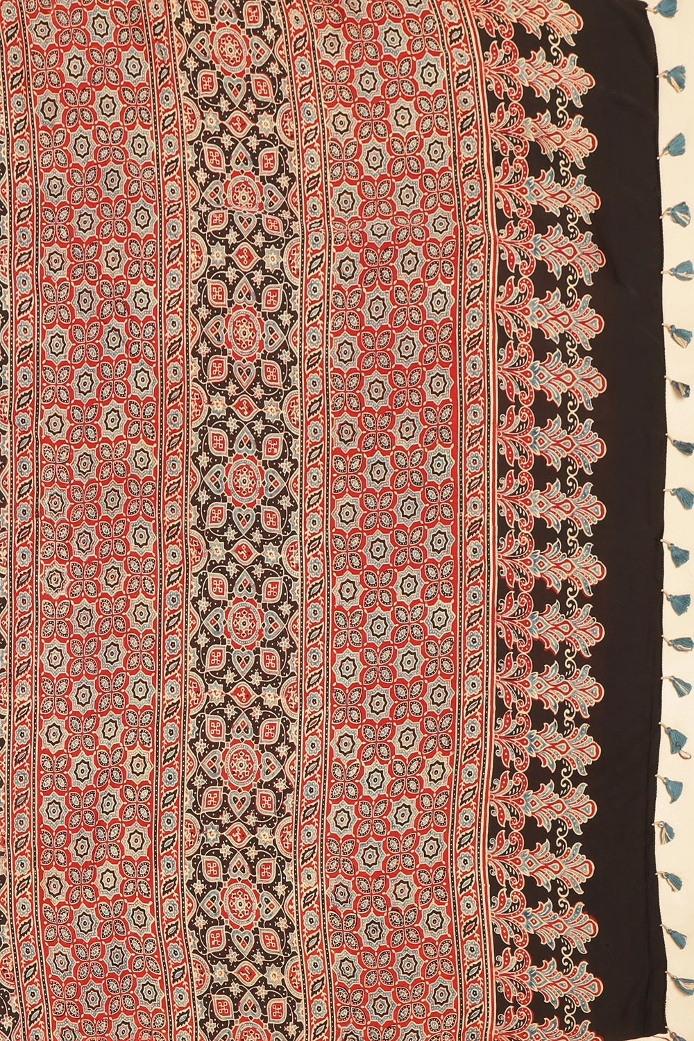 Brown Heritage Charm – Classic Ajrakh Modal Silk Saree with Abstract Marble Pattern