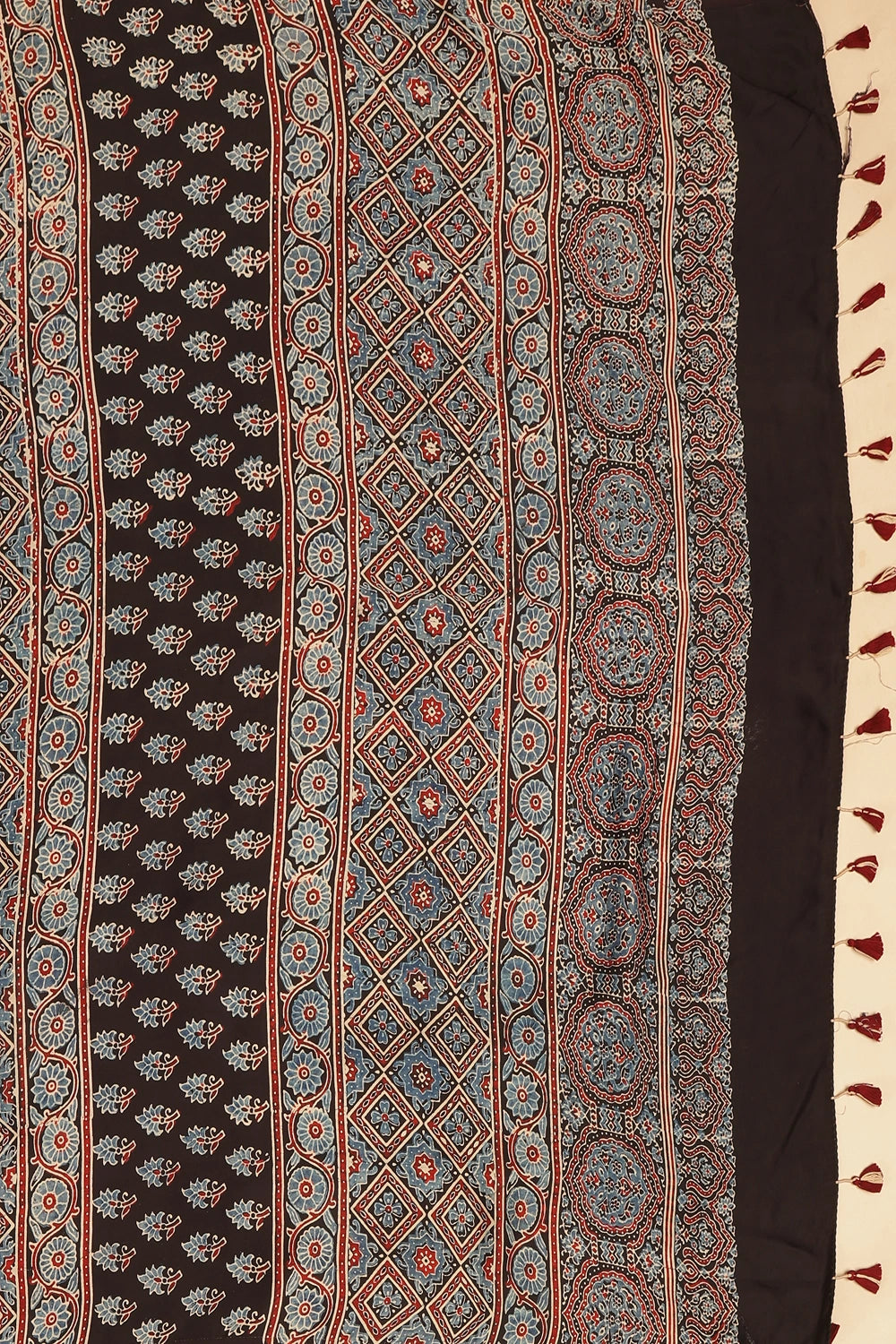 Black Harmony – Ajrakh Block Printed Modal Silk Saree