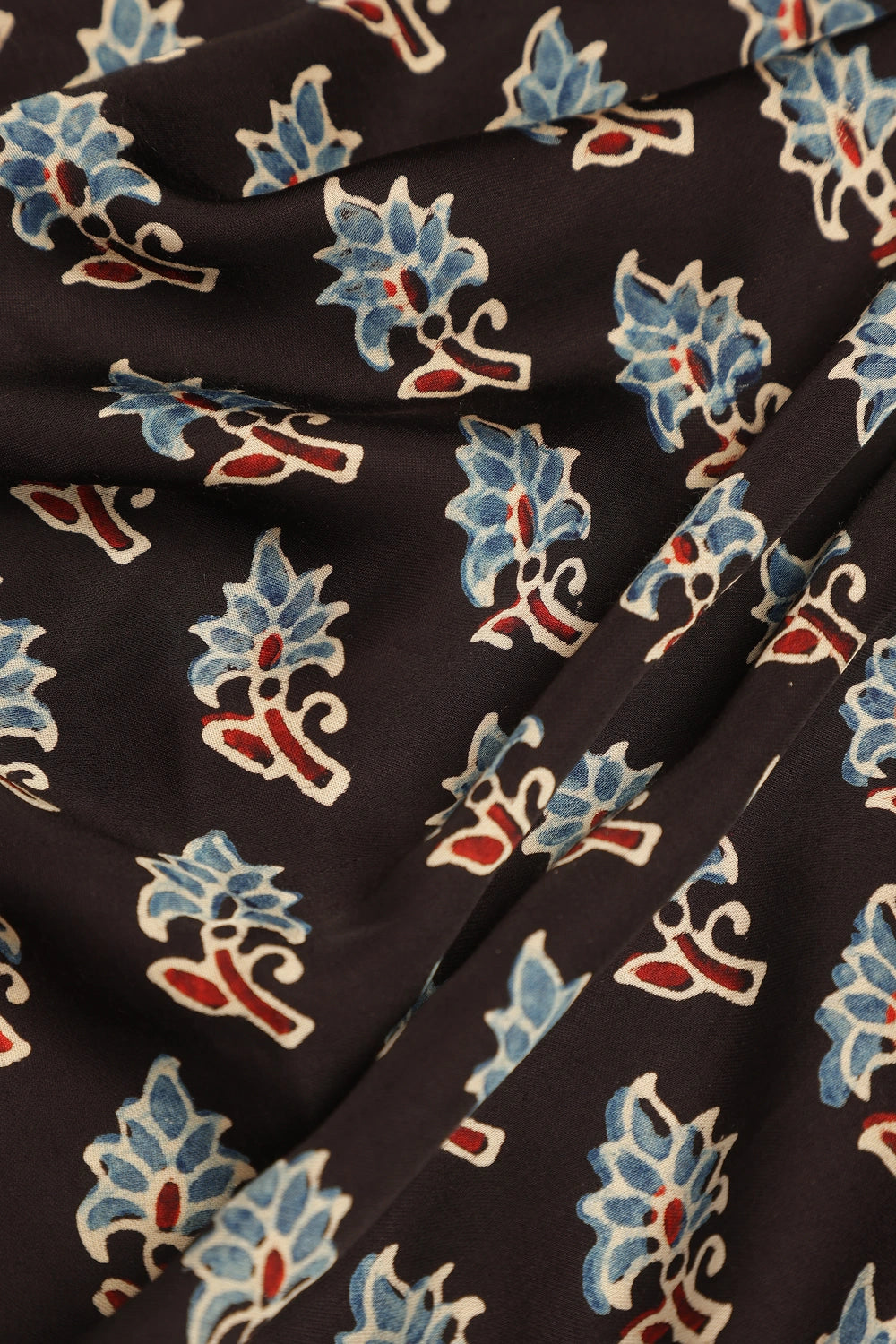 Black Harmony – Ajrakh Block Printed Modal Silk Saree