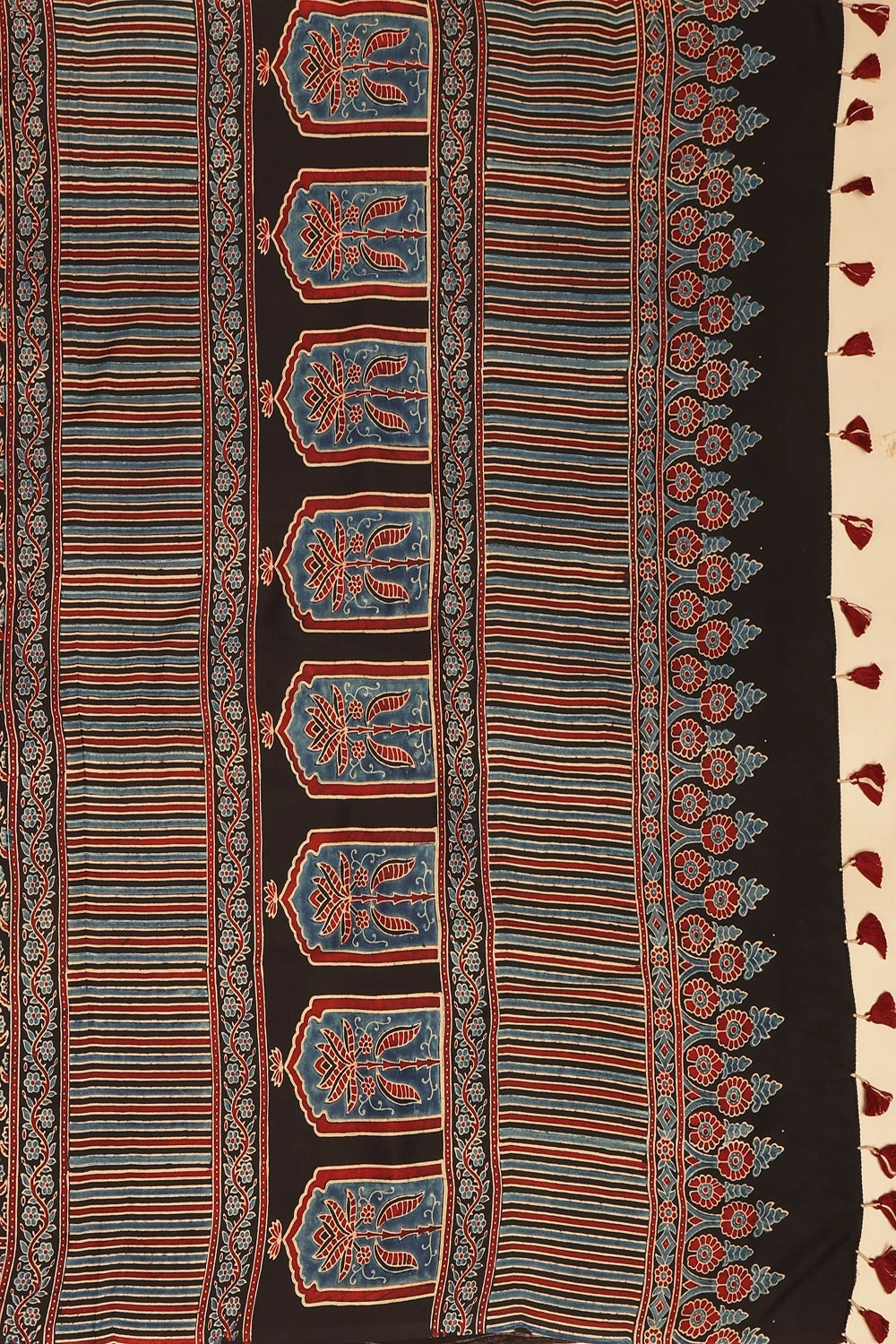 Black Harmony – Ajrakh Block Printed Modal Silk Saree