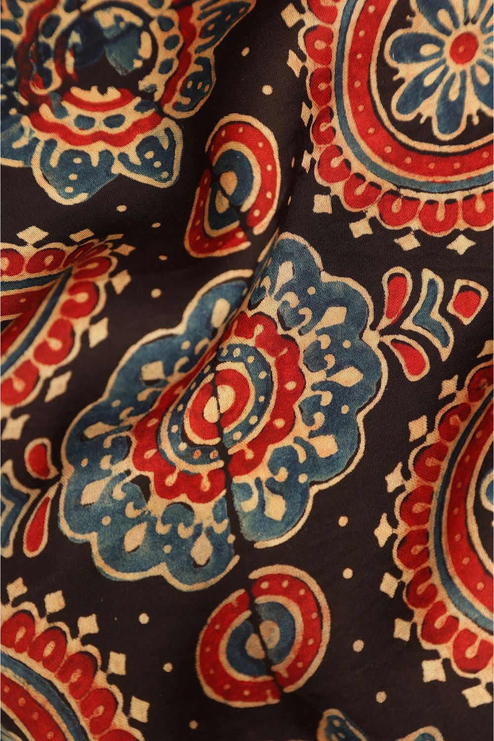 Black Harmony – Ajrakh Block Printed Modal Silk Saree