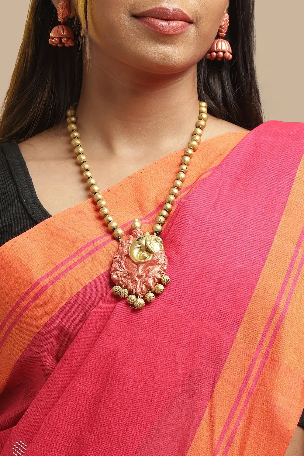 Udupi Cotton Saree | Rani Bloom – Buti Weave | Handwoven