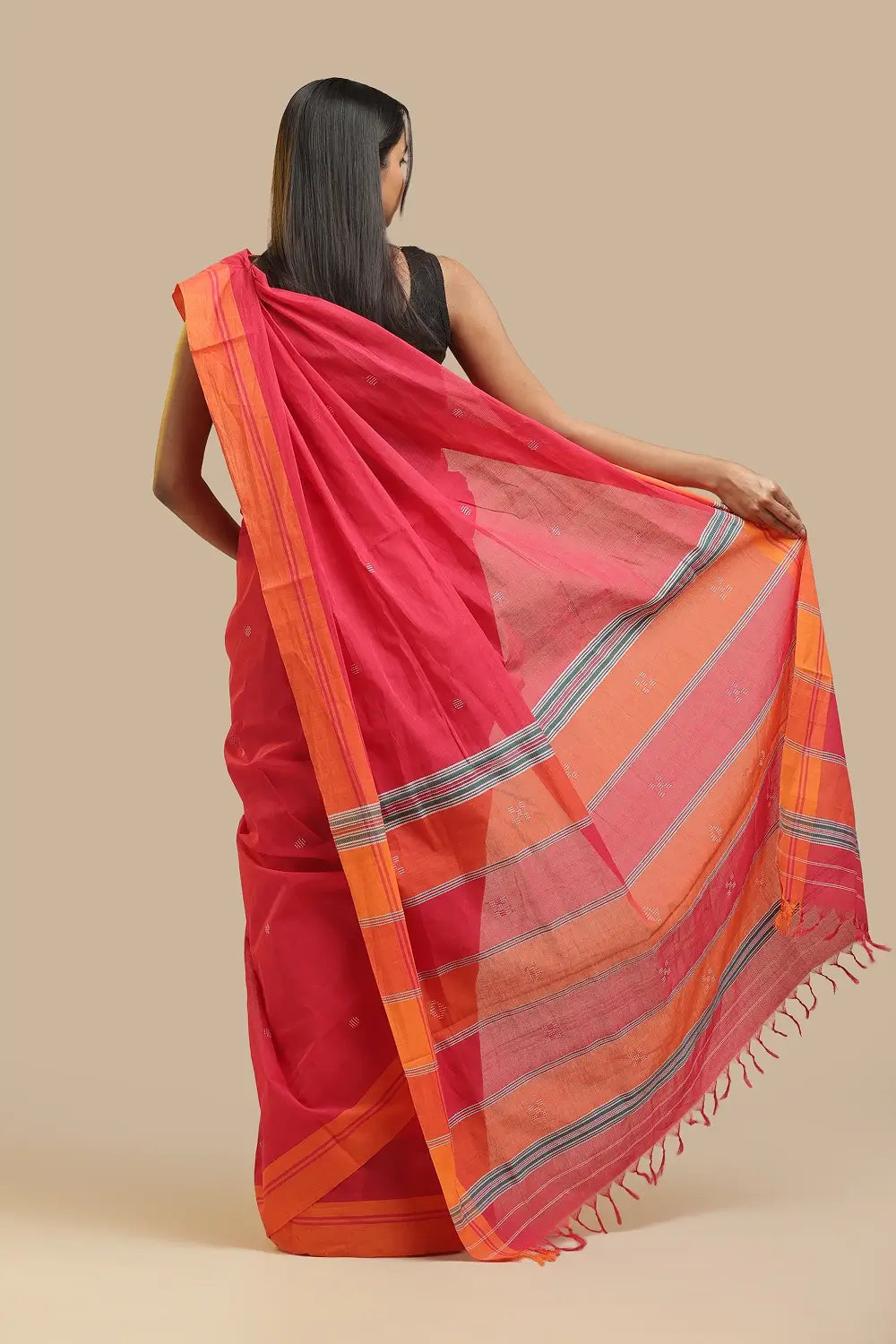 Udupi Cotton Saree | Rani Bloom – Buti Weave | Handwoven