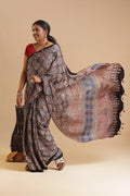 Black Harmony – Ajrakh Block Printed Modal Silk Saree