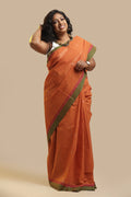 Udupi Cotton Saree | Burnt Ember – Buti Weave | Handwoven