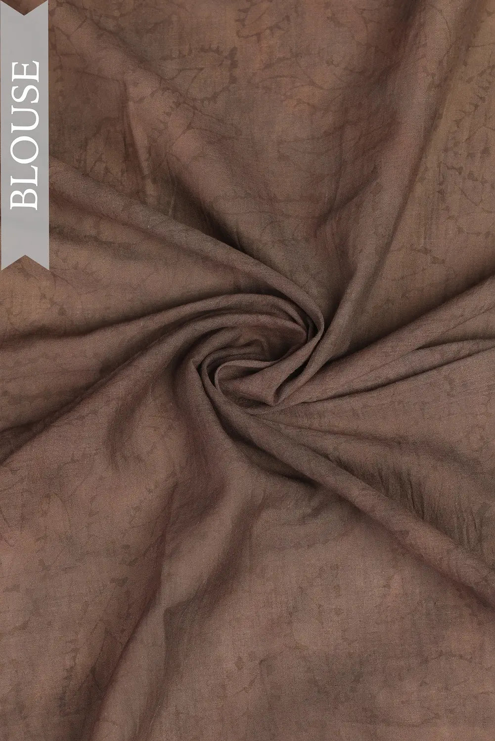 Unstitched blouse fabric matching the red and brown floral hand-block printed cotton saree