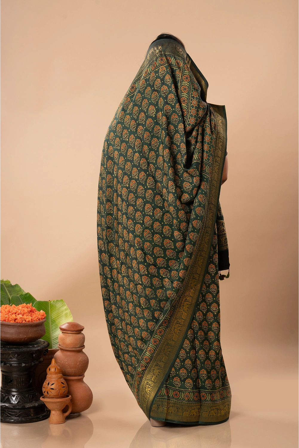 Temple Grove- Ajrakh Dola Saree