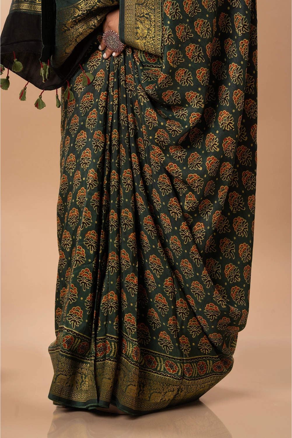 Temple Grove- Ajrakh Dola Saree