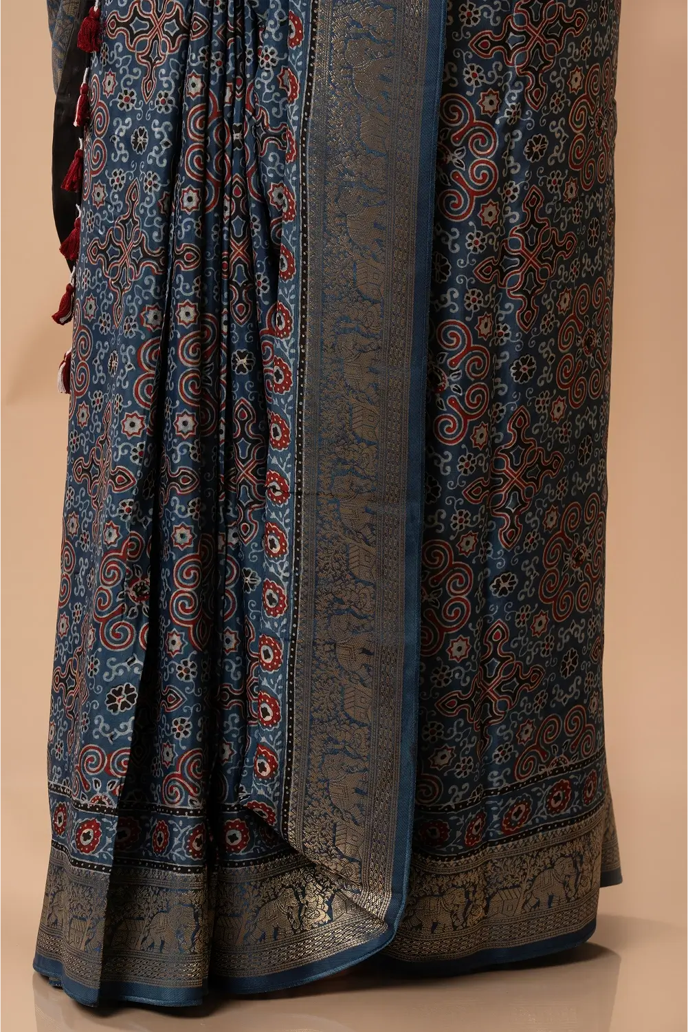 Midnight Grace- Ajrakh Dola Saree