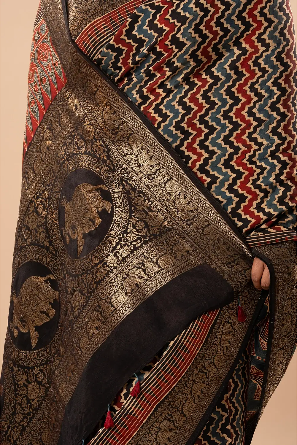 Mystic Elegance- Ajrakh Dola Saree