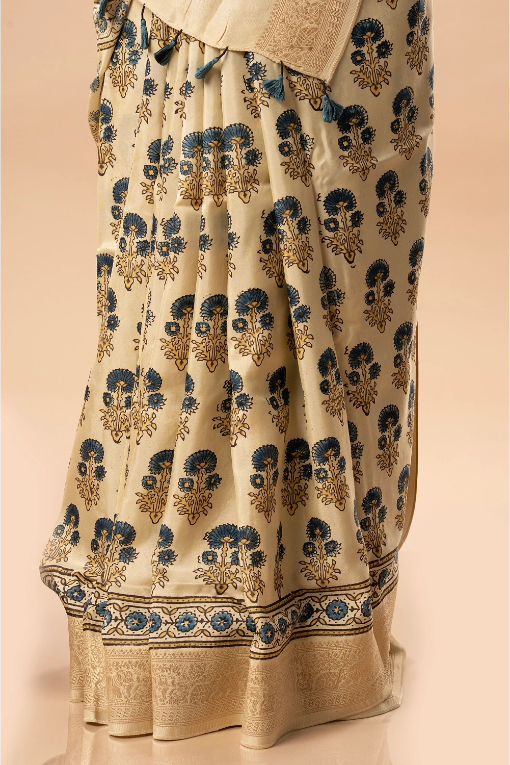 Royal Ivory- Ajrakh Dola Saree