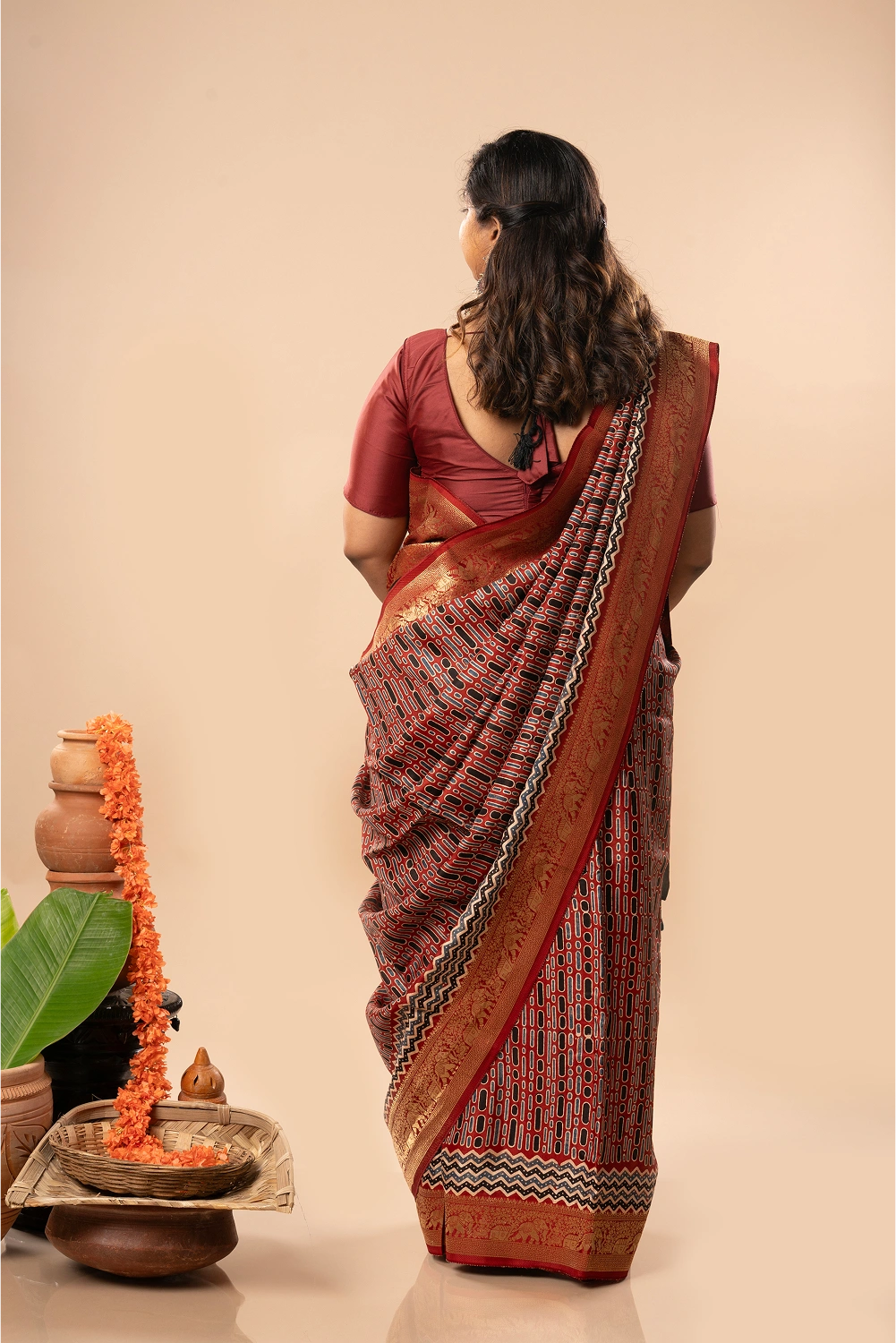 Royal Ruby- Ajrakh Dola Saree