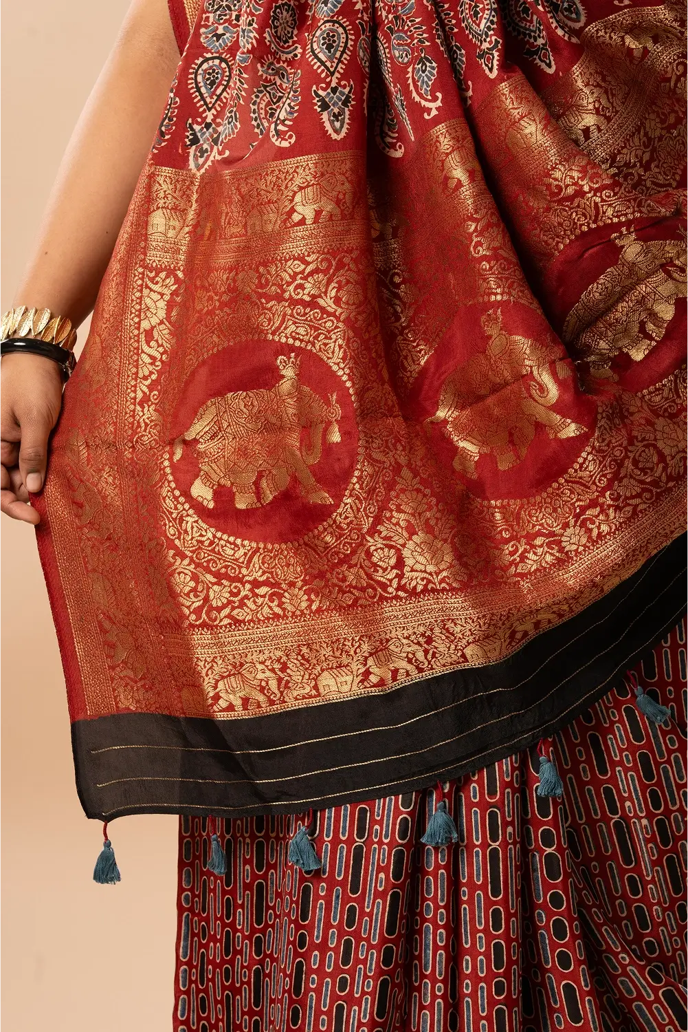 Royal Ruby- Ajrakh Dola Saree