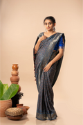 Elegant Blue- Ajrakh Dola Saree
