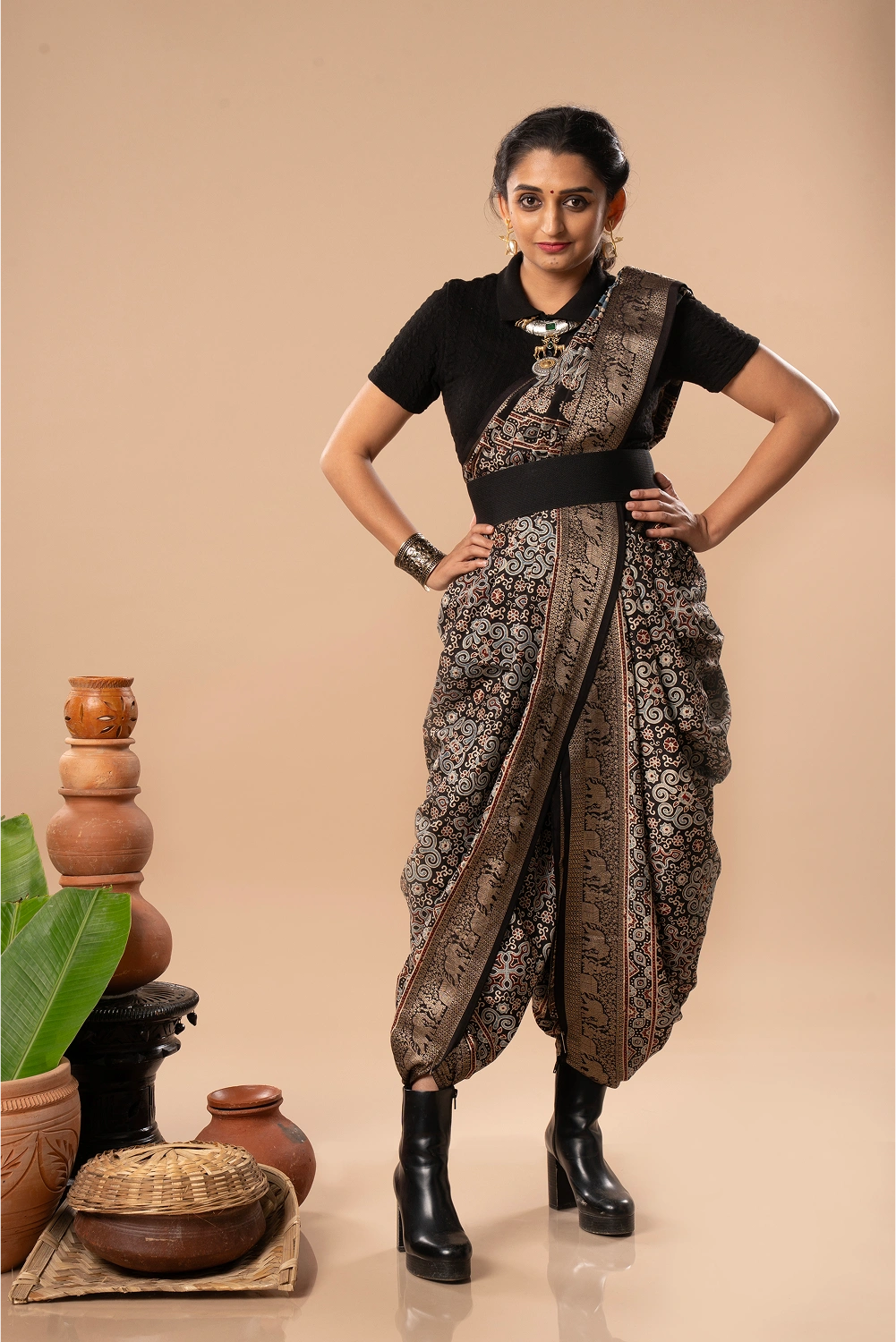 Mystic Mirage- Ajrakh Dola Saree