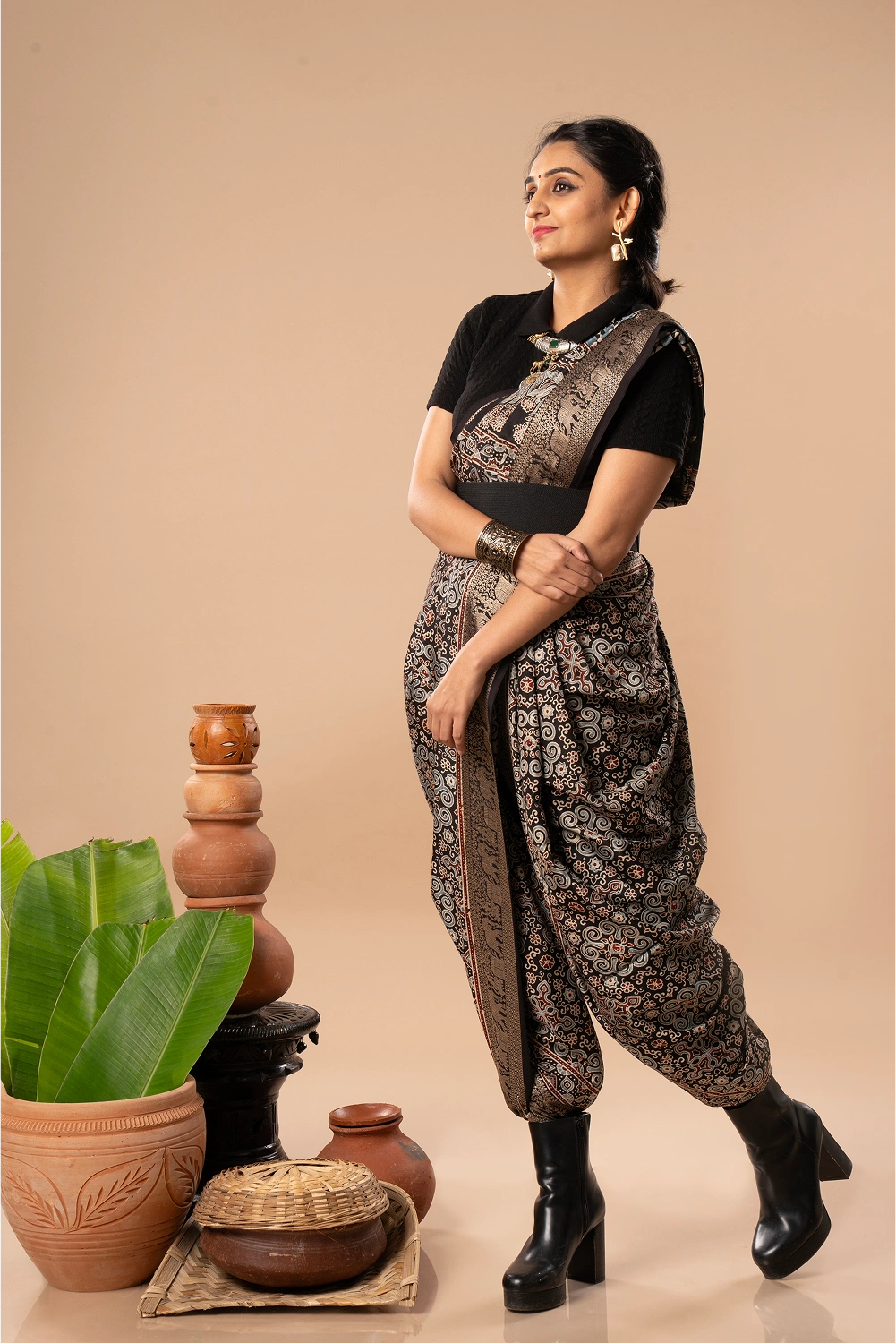Mystic Mirage- Ajrakh Dola Saree