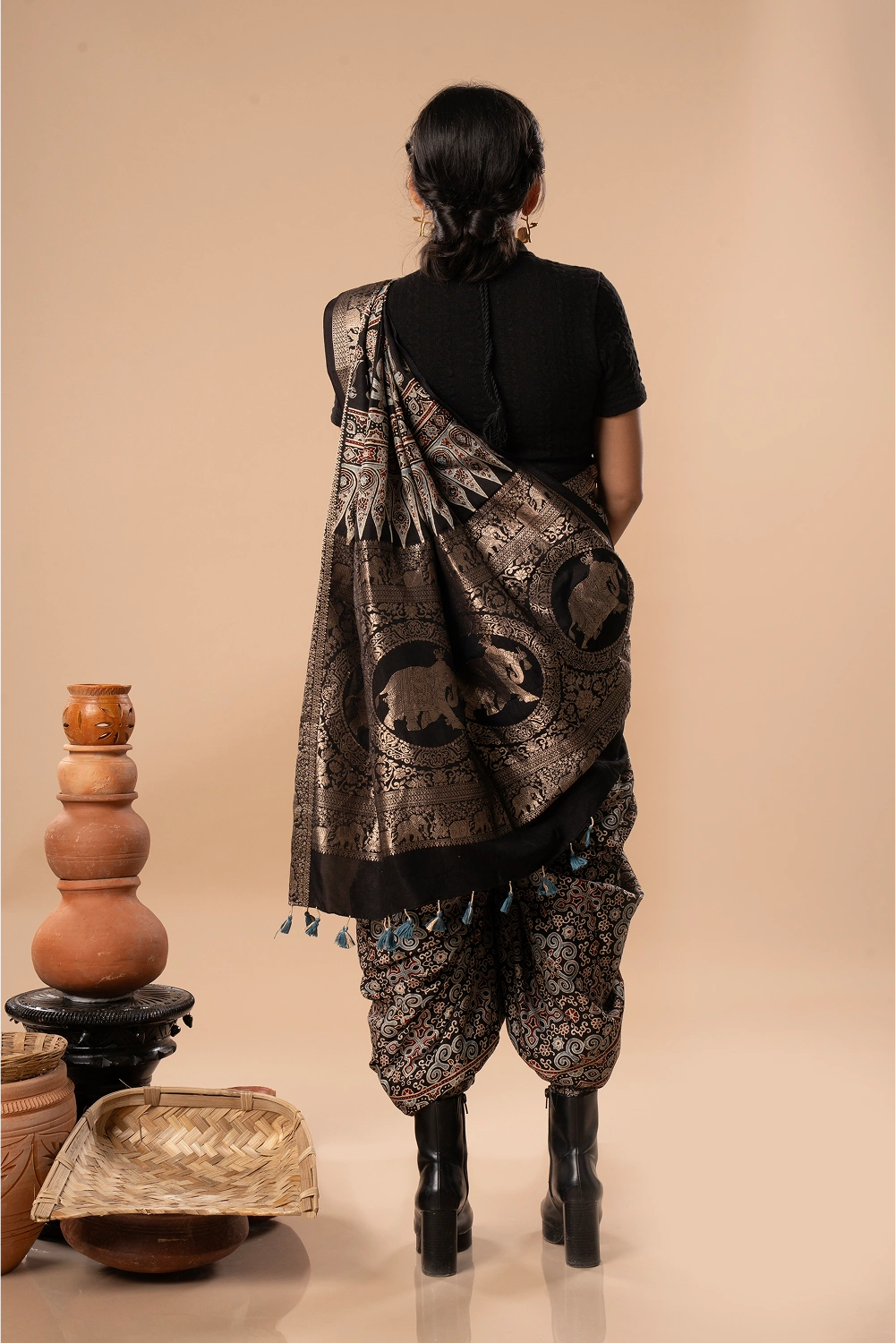 Mystic Mirage- Ajrakh Dola Saree