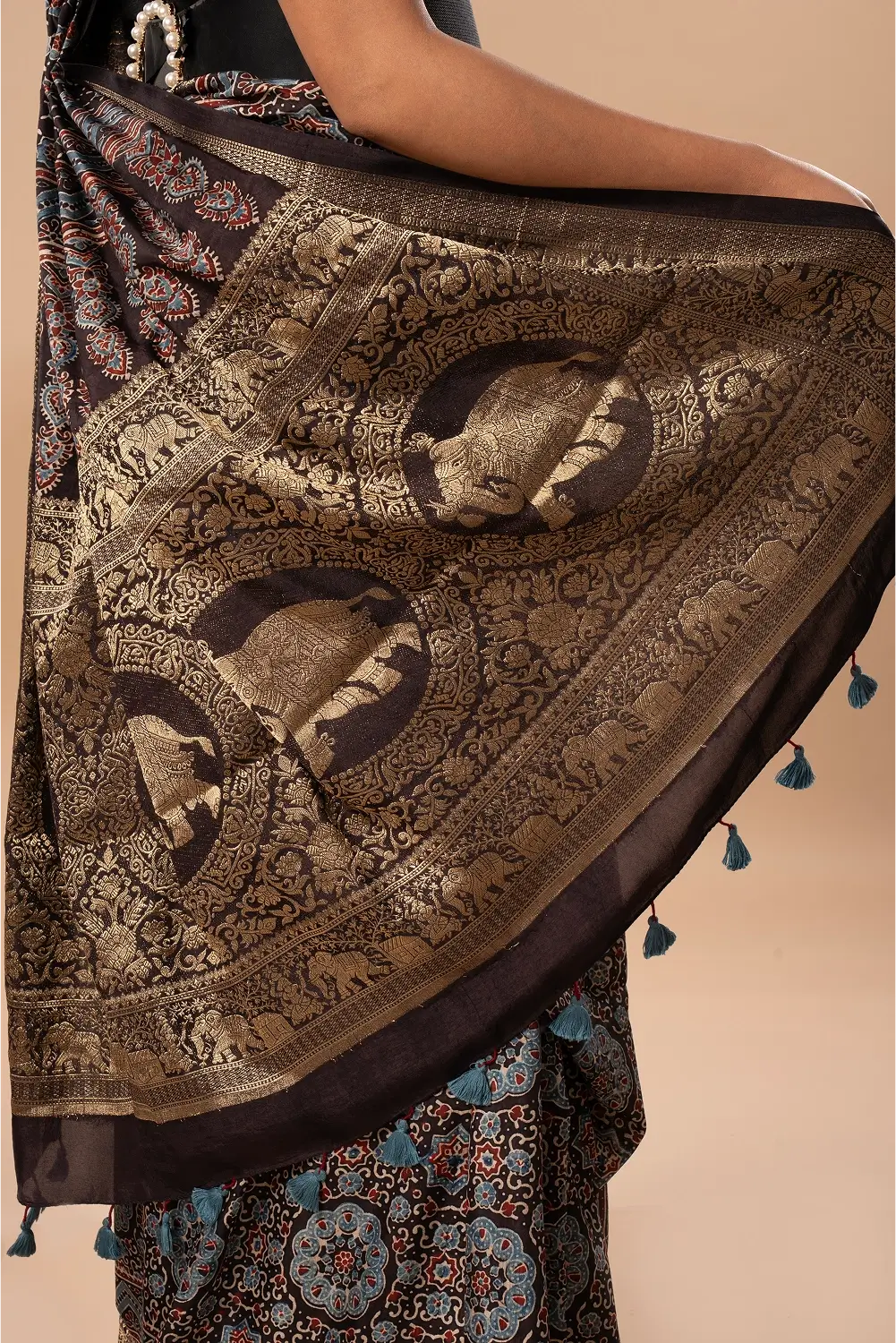 Modern Royalty - Ajrakh Dola Saree