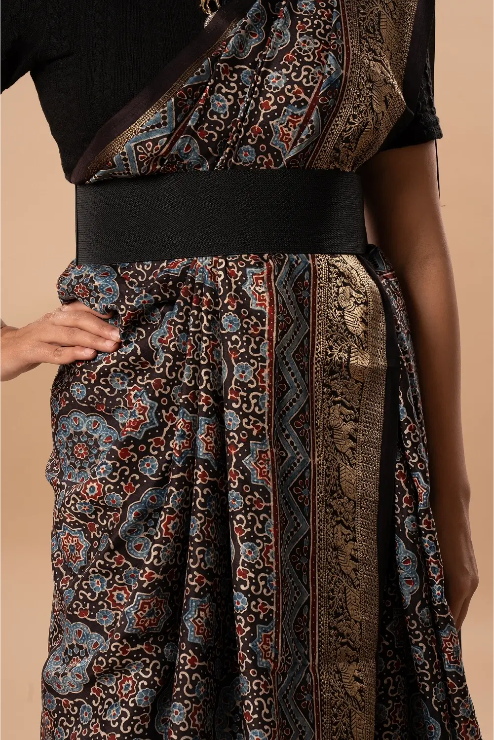 Modern Royalty - Ajrakh Dola Saree
