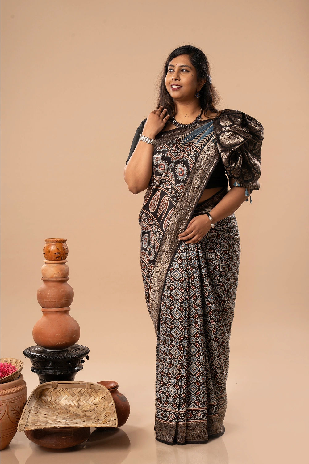 Mandala Magic - Ajrakh Dola Saree